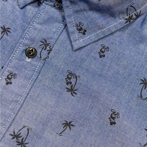 Disney Blue and Black Palm Print Men's Shirt